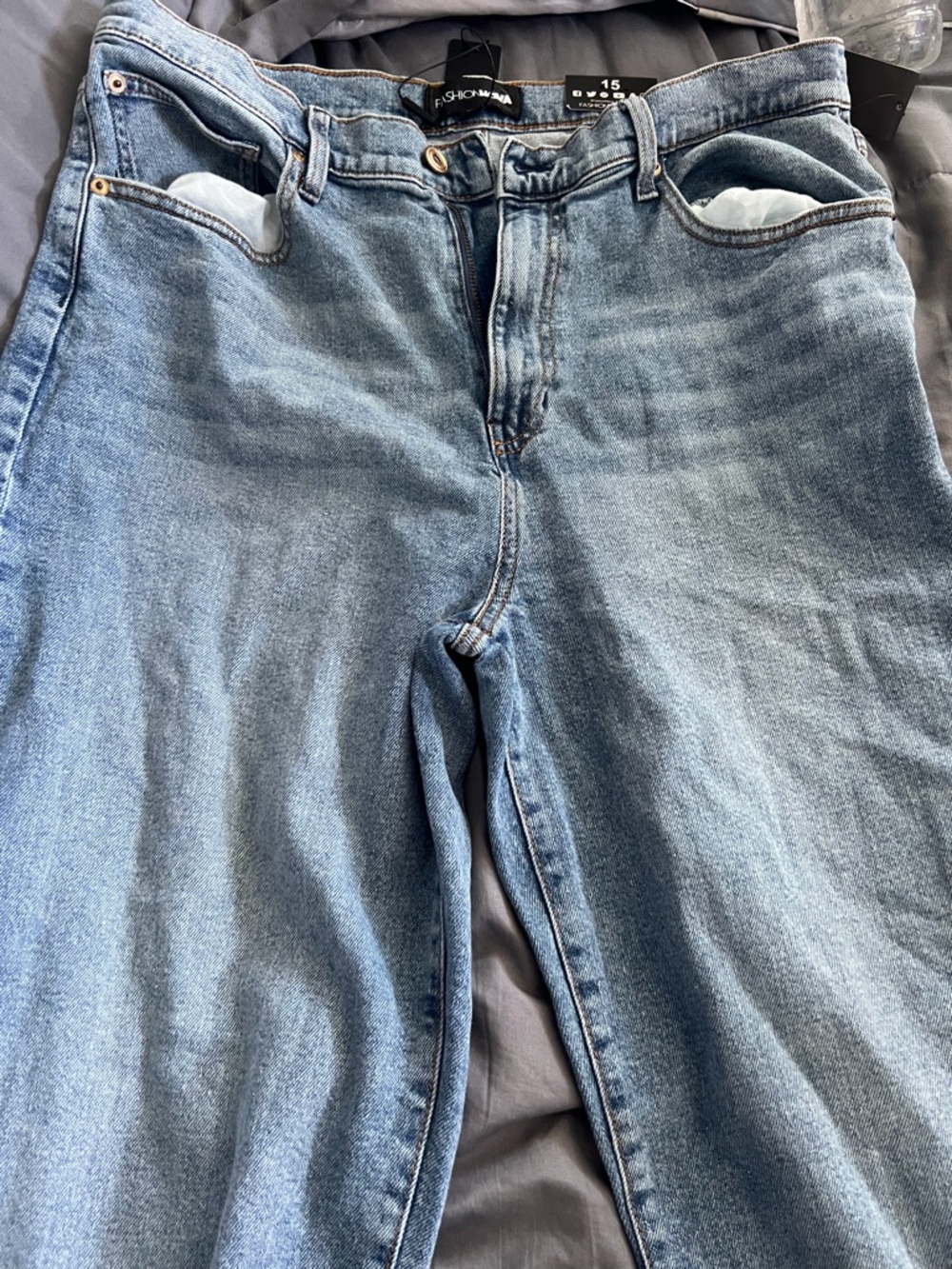 Fashion Nova Women's Light Blue Straight Leg Jeans